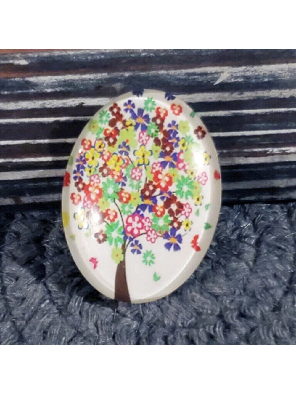 Handmade Tree of Life 40x30mm Oval Tempered Glass Cabochon 6939-K